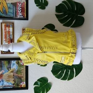 BNWT Bright Yellow Spiked Moto Vest by AKIRA Size Medium